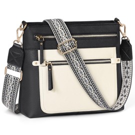 Crossbody Bag for Women Leather Crossbody Purses for Women Waterproof Crossbody Shoulder Bag with Adjustable Strap for Travel Work, Black