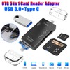 6-in-1 Type-C USB Card Reader for Smartphone and PC, USB20