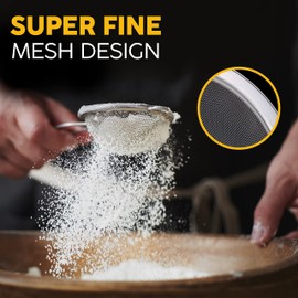 Small Tea Strainer - 8 cm Pack of 1 - Metal Sieve Stainless Steel, Fine Mesh Strainer | Kitchen Sieve Fine Mesh, Sive Cooking, Flour Sieve for Baking - Rust Free Seive, Dishwasher Safe SIV
