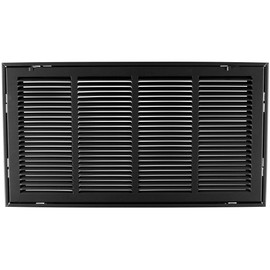 HVAC Premium 24" X 16" Steel Return Air Filter Grille for 1" Filter - Removable Face/Door - HVAC Duct Cover - Flat Stamped Face - Black [Outer Dimensions: 26 5/8" X 18 5/8"]