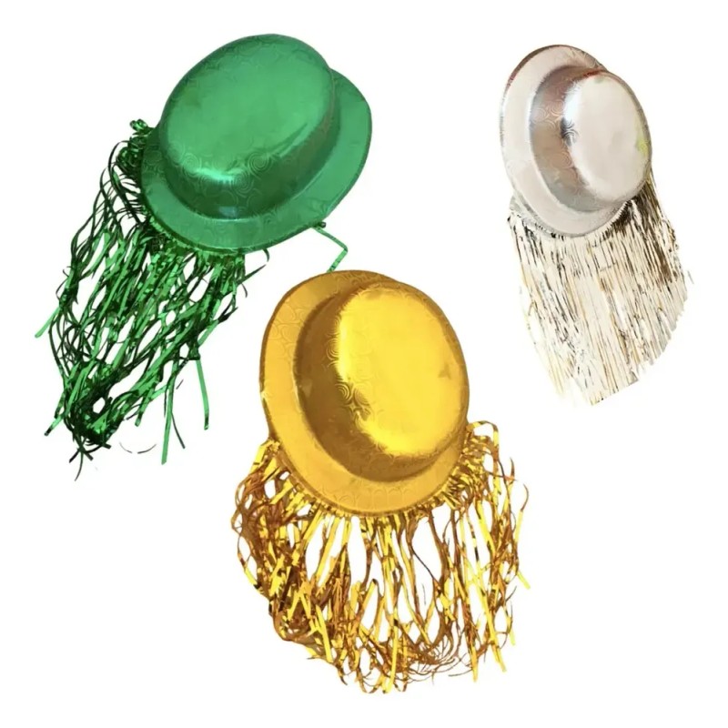 24 Sombrero Bombin Peluca Metalica Batucada Party Glow Boda