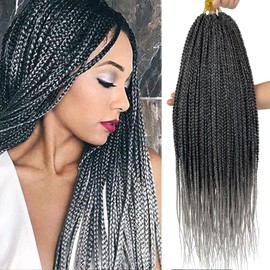 Pre Looped Crochet Box Braids 20 Inch Tgrey Ombre Gray Box Braid Crochet Hair 1/3 Inch Wide Small Crochet Braids Crochet Hair for Black Women (TGrey, 20in 6 packs)