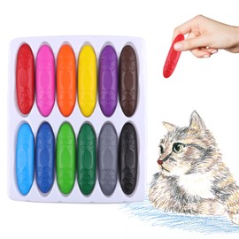 Deepton Wax Crayons for Toddlers, 24 Colours Peanut Wax Crayons from 1 Year, Non-Toxic Peanut Pens, Washable Safe Colouring Pens, Toddler Crayons for Children, Graffiti, Painting, DIY Crafts