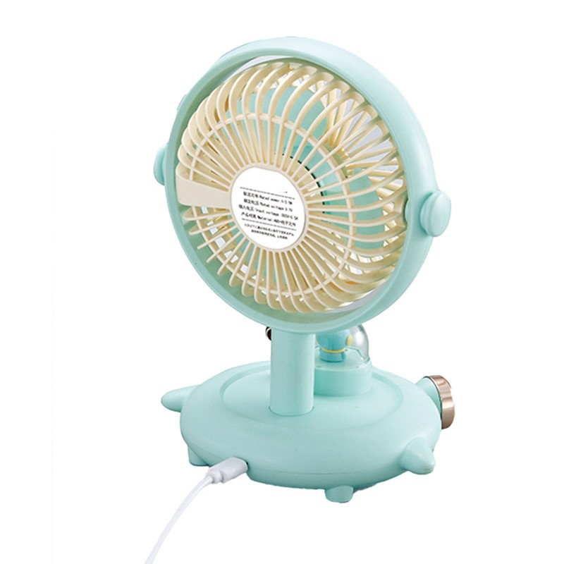 Small Desk Fan with Light USB Rechargeable Quiet Adjustable Wind