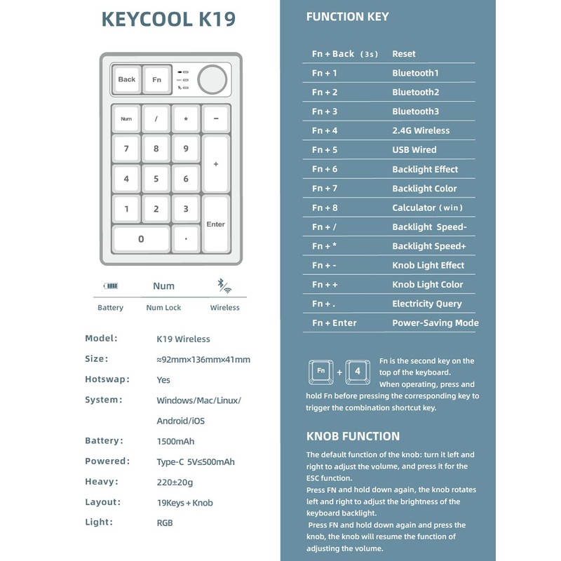TISHLED Wireless Mechanical Numpad Barebones Kit, Gasket Programmable Macro Numeric