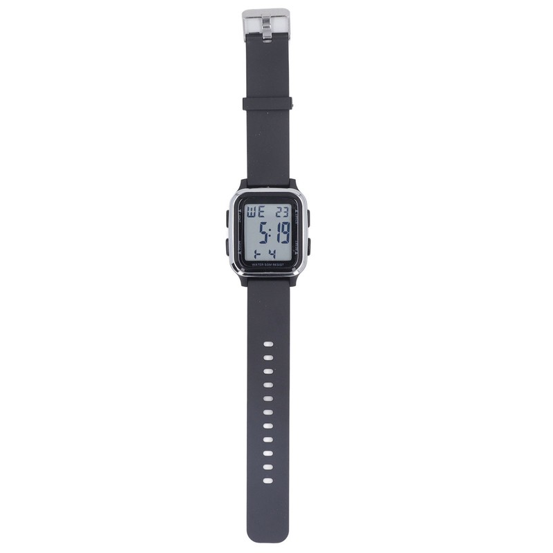 Digital Watch EL Backlit Waterproof Multifunctional Stylish Square Watch for