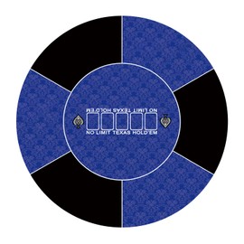 LERYG Round Poker Mat,39/47/55/63 inch 6-10 Person Texas Rubber Mat, Foldable Tabletop, Portable Tabletop, Suitable for Games, Blackjack, Casino Layout(Blue 120 * 120CM)