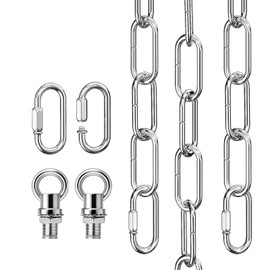 garini 10 Feet Silver Light Fixture Chain, Adjustable Metal Pendant Chandelier Chain Extension with Detachable Link, Maximum Load is 66 Pounds