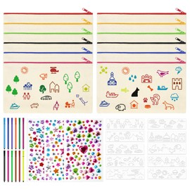 Pencil Case for Painting, 12 DIY Empty Pen Bags, Cosmetic Bag, Craft Set Children's Birthday, Bags for Painting for Children, with Stickers and Colouring Pages, Suitable for School, Travel, Storage,