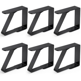 ERBO Set of 6 Tablecloth Clips, Table Cloth Clips, Tablecloth Holder, Stainless Steel, Table Clips for Thick Tables, Garden Table, Restaurant, Family Dining Table - Black, 5 x 4 cm