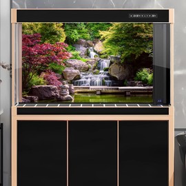 Waterfall Aquarium Background Kyoto Garden Style Terrarium Background Forest Huge Rocks Fish Tank Background Falls Stream River Aquarium Backdrop Waterfall Reptile Habitat Background 48x18in