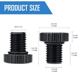 Generic M10 x 1.25 Motorcycle Mirror Hole Plugs，Motorcycle Mirror Left and Right Screw Bolts Fits most motorcycles (Honda, Yamaha, Kawasaki, Suzuki, Ducati), ATVs, bikes, etc. (3PCS Black)