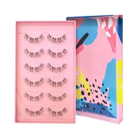 SY SHUYING False Eyelashes - Natural Look Wispy CC Curl Lashes, Clear Band Strip Lashes That Look Like Extensions, Cat Eye Style - Pack of 6 Pairs