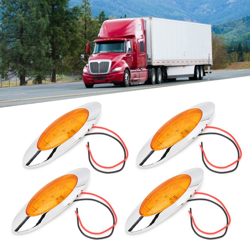 4pcs 6.5in 16LED Oval Side Marker Light 12V DC Shockproof