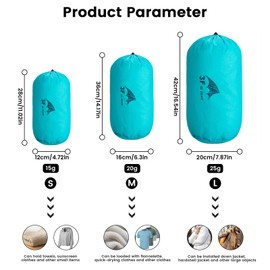 3FULGEAR Drawstring Bag Stuff Sack With 5 Colors,Ultralight Nylon Bag-Waterproof Bag Design for Camping, Hiking, Traveling, Keep Camping Gear Dry (15D Small- Random color)