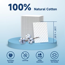 Cotton Pads, 100% Pure Cotton and Lint Free, 200 Count. Cotton Rounds for Face, Natural for Makeup Remover, Nail Polish Remover, Suitable for All Skin Types (200 Count (Pack of 1))