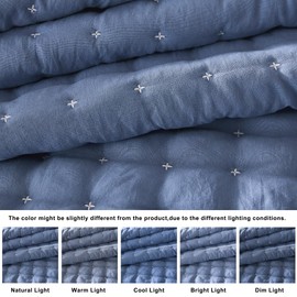 WDCOZY WDCOZY Blue King Size Quilt Bedding Sets with Pillow Shams, Lightweight Soft Bedspread Coverlet, Quilted Blanket Thin Comforter Bed Cover, All Season Summer Spring, 3 Pieces, 104x90 inches