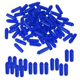 PATIKIL Round Rubber End Caps 3.2mm ID, 100 Pcs Rubber Bolt Covers Caps Vinyl Rubber Flexible Screw Thread Protectors for Metal Tube Rod Bolts, Blue