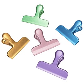 Pack of 5 Large Metal Clips for Bags, Sealing Clips for Food Bags, Sealing Clips, Letter Clips Made of Stainless Steel, Strong Spring Force, No Sharp Edges (76 mm)