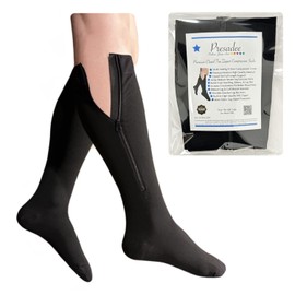 Presadee Closed Toe 30-40 mmHg Extra Firm Zipper Compression Leg Swelling Socks (Black, 0)