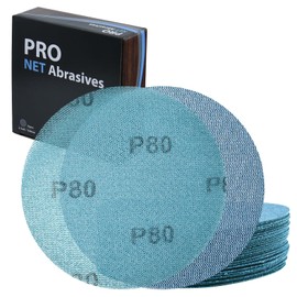 LEONTOOL 6 Inches Mesh Abrasive 80 Grit Dust-Free Hook and Loop Drywall Sanding Disc, Box of 25 Discs Mesh Sandpaper Net Sander Disc Abrasives Pads Mesh Sanding Pads for Metal, Wood, Composites