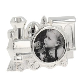 Baby Photo Frame Train Silver Plated 2' x 2' for Baby Shower or Christening 8804