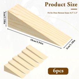 6 PCS Wood Wedge Door Wedge Stopper Wooden Shims Non Slip Triangle Firefighter Wedges Security Door Stopper Fit for Bottom of Doors on Tile, Concrete, Carpet, Wooden Floor, Solid Block