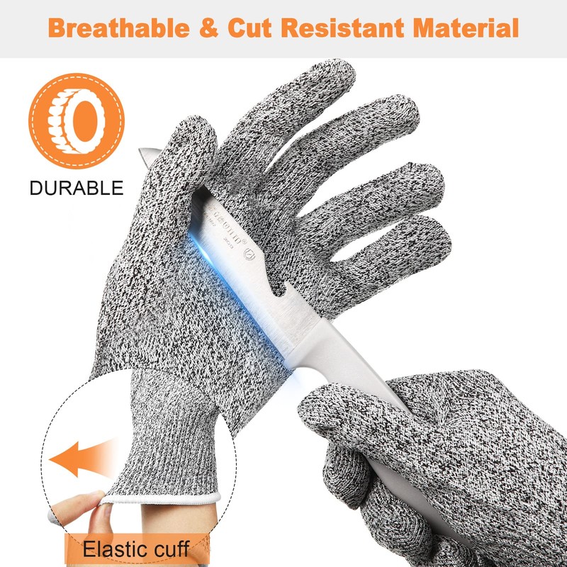 Chuarry 10 Pairs Cut Resistant Gloves Cutting Proof Gloves Level
