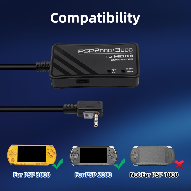 Mcbazel PSP 2000/3000 to HDMI Converter,Multifunctional HDTV HDMI Adapter for