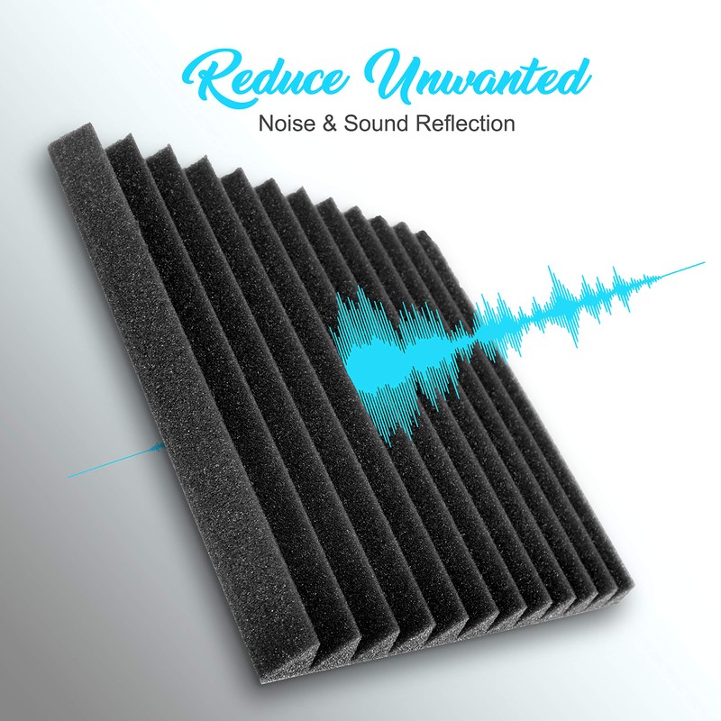 Pyle 12 Pack Acoustic Foam Panels, Audio Acoustic Sound Dampening,