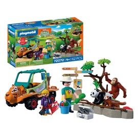 PLAYMOBIL | Animals & Friends | Zoo Guardiano di zoo con veicolo | Veicolo con testa di tigre e 3 animali | giocattolo per bambini dai 4 anni in su | 72072