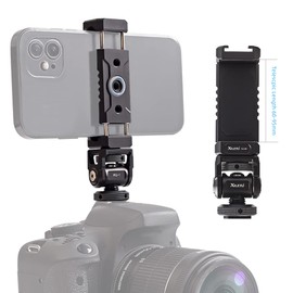 XILETU Phone Clip Holder for DSLR Cameras, 1/4 Hot Shoe Screw Adapter Tripod Mount, Phone Clip Bracket Stand 23.6 inches (60 cm), Expandable for Smartphones, Cloud Heads, Tripods and More
