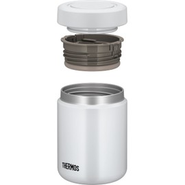Thermos Vacuum Insulated Soup Jar 500 ml White Gray Standard Model Easy to Clean Keeps Hot and Cold Round Mouth Design JBR-501 WHGY