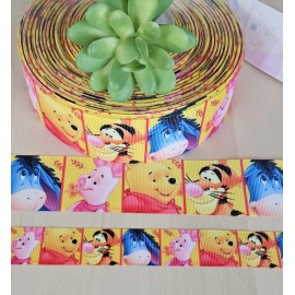 Unbranded 7/8 & 1.5" (1YD) Winnie the Pooh Grosgrain Ribbon Tigger Piglet Eeyore Pooh Bear - 1.5 Inch