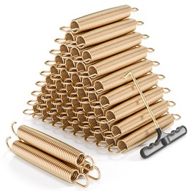 YONSIN 7 Inch Trampoline Springs Heavy Duty with Swivel & Straight Hooks, Stainless Steel Trampoline Accessories Ideal Spring Replacement, Includes T-Hook Tool, Pack of 48