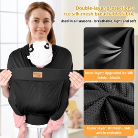 vrbabies Baby Sling Carrier,Ergonomic,Lightweight and Mesh Breathable Baby Carrier for 3-12kg,Easy to Wear Suitable for Mom and Dad