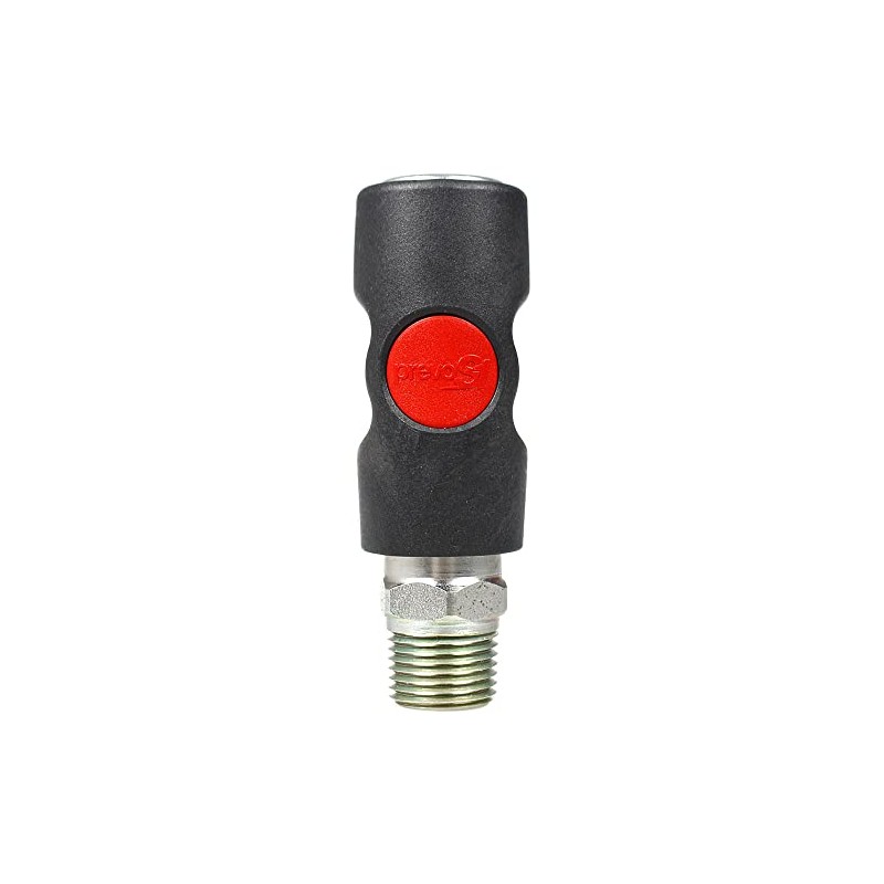 Prevost 1/2" MNPT Truflate Safety Coupling Male Coupler Push Button