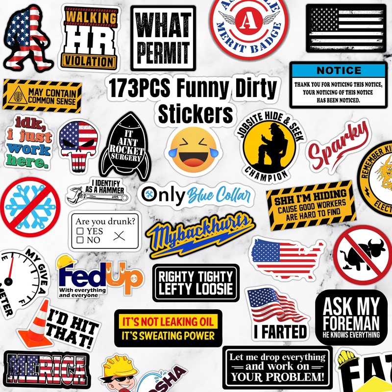 306 PCS Funny Hard Hat Sticker Pack for Adults -