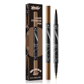 3D Microblading Eyebrow Pencil, 2-in-1 Curved Eyebrow Pen, 4-Fork-Tip & Precise Brush-Tip Eyebrow Pencil, Magical Liquid Eyebrow, Last All-Day, Dark Brown