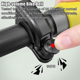 Hidden Bike Bell, 90dB Loud, Black, Aluminium Alloy and PC, for City Bikes, Road Bikes, MTBs, E-Bikes and Scooters, Universal 22.2-31.8mm Handlebar Fit, All-Weather