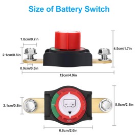 Linkstyle Side Post Battery Disconnect Switch, 12-48V Heavy Duty Car Battery Kill On/Off Switch, for Automobiles, Rvs, Boats, Solar Panels