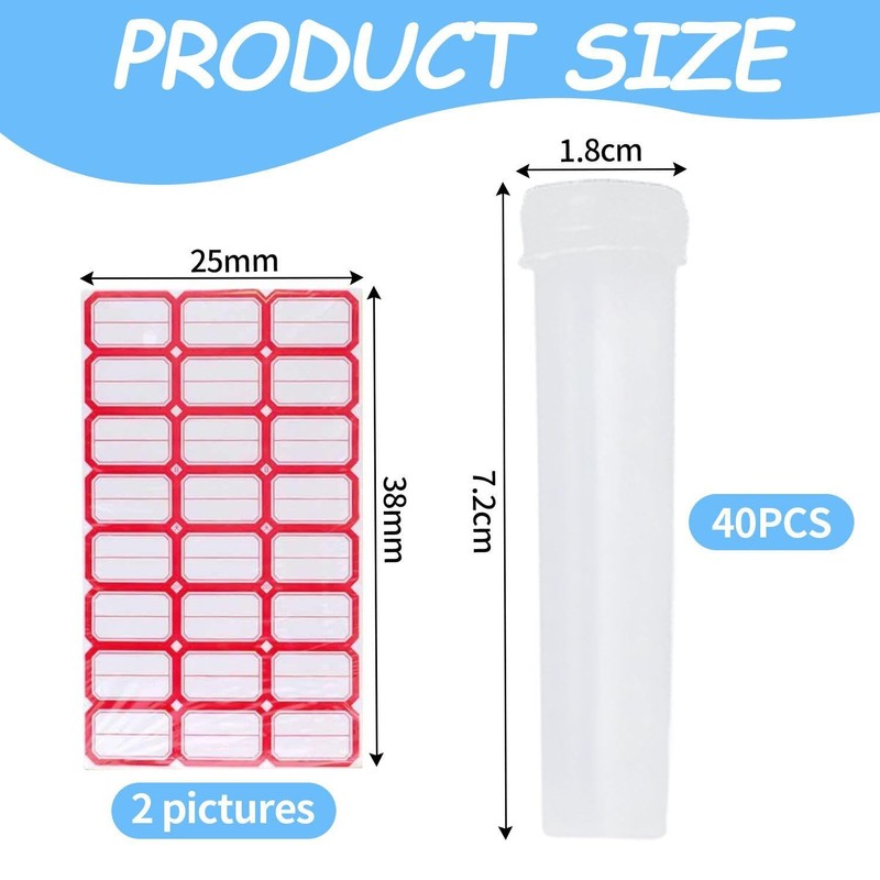 40 Pieces Flower Nutrient Tubes and 2 Label Stickers, Clear