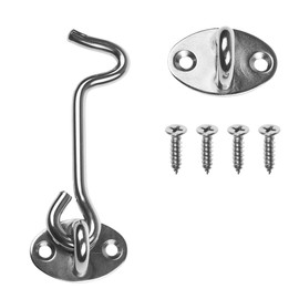 Kare & Kind 4-Inch Hook and Eye Latch, Silver Door Latch, 1 Pack