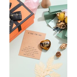 JSDDE JSDDE Tiger Eye Crystal Heart Stone A Hug Small Good Luck Gifts Long Distance Relationship Friendship Gifts for Women Love Stone Present for Valentine's Day