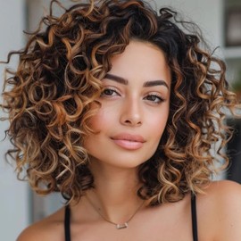 Colorful Queen Curly Crochet Hair for Women 10 Inch GoGo Curl Crochet Hair Ombre Brown Curly Crochet Braids for Women 7 Packs Deep Wave Braiding Hair Extensions OT430