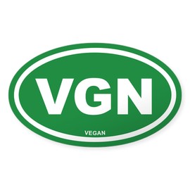 CafePress VGN Vegan Green Euro Oval Sticker Oval Car Bumper Sticker