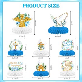 Baptism Party Decorations,KSKSPE Baptism Centerpieces for Tables Honeycomb Centerpieces 3D Baptism Theme Birthday Party Decor Supplies [8 PCS]