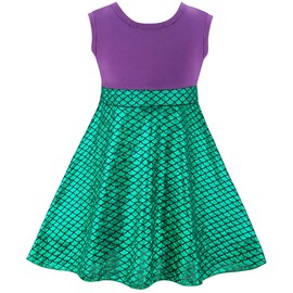 Funna Mermaid Costume for Girls Mommy and Me Princess Dress with Ears Headband, Adult Small Purple