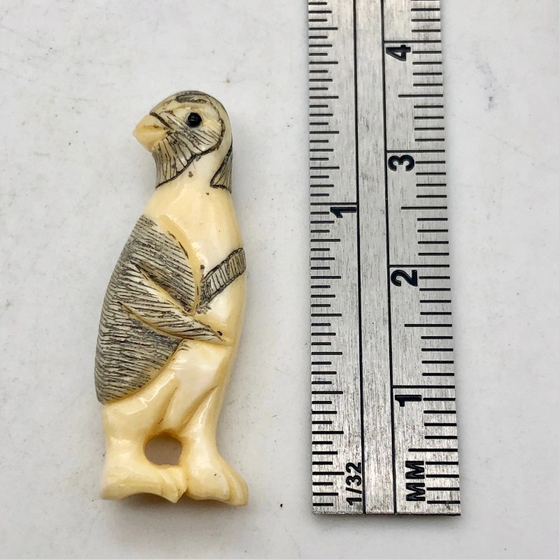 PremiumBead Waterbuffalo Bone Tuxedo Penguin | 32x11x6.5mm | Cream/Black |