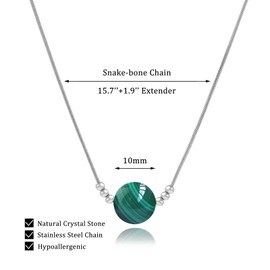 MORIANCE Malachite Necklace for Women 10mm Malachite Stone Pendant Necklace Healing Crystal Necklace Malachite Jewelry Green Crystal Necklace for Women